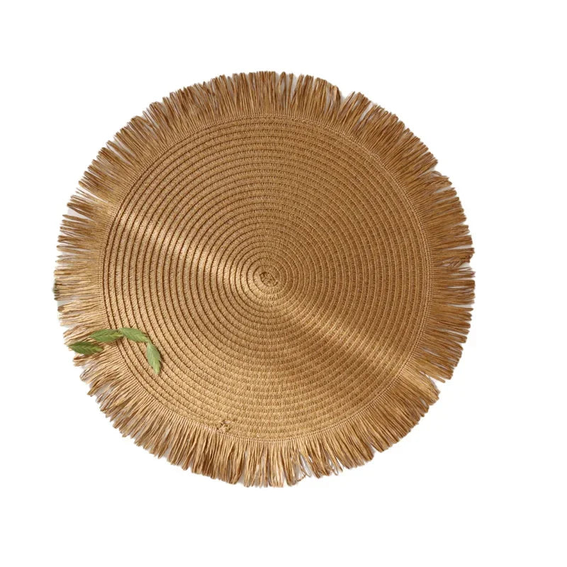 mantel individual hecho a mano marron hoja