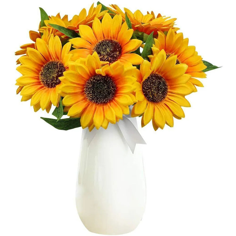 girasoles artificiales jarron