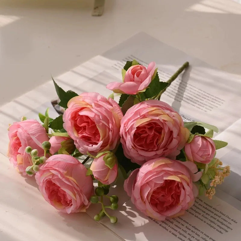 peonias artificiales rosa claro