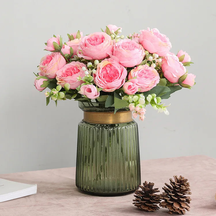peonias artificiales rosas