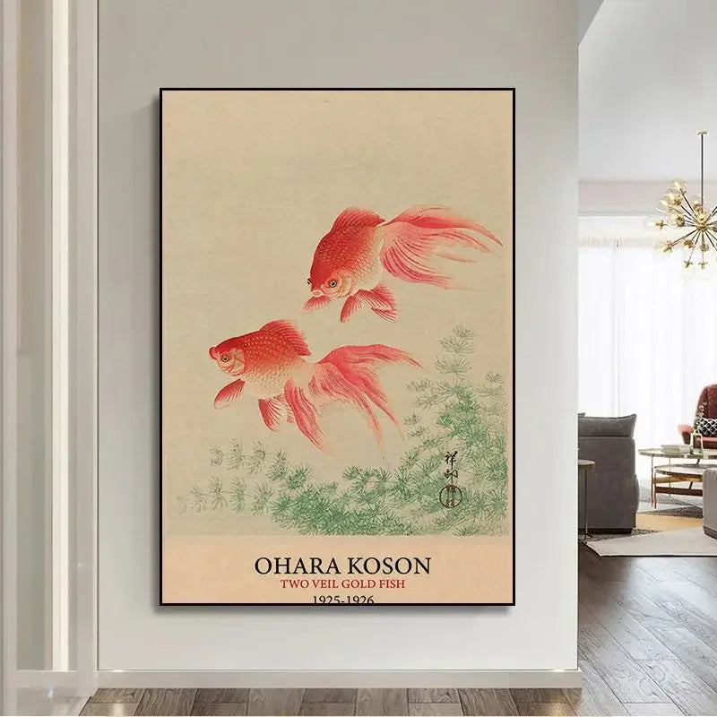 poster lamina peces rojos japon salon
