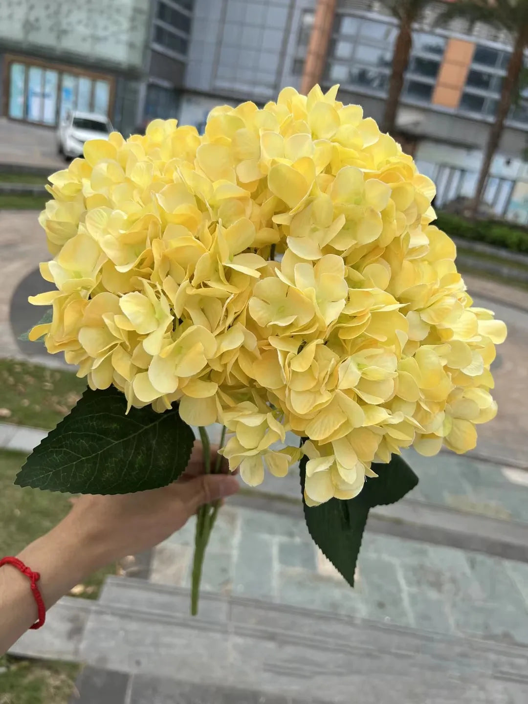 ramo hortensia artificial amarillo