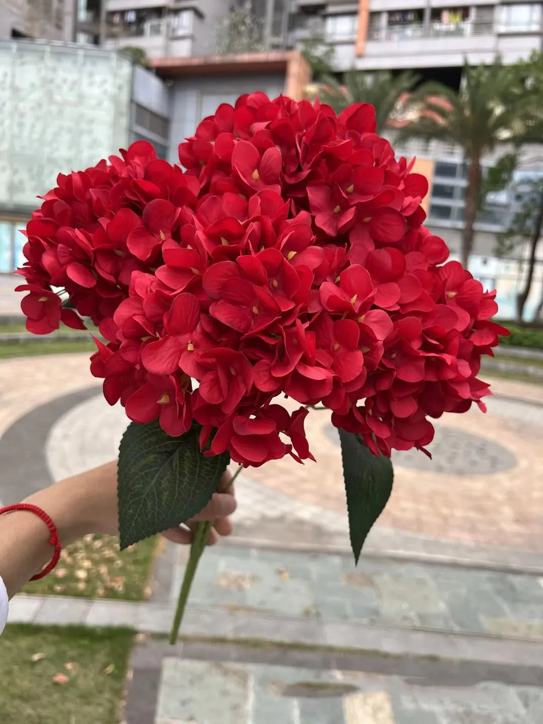ramo hortensia artificial rojas