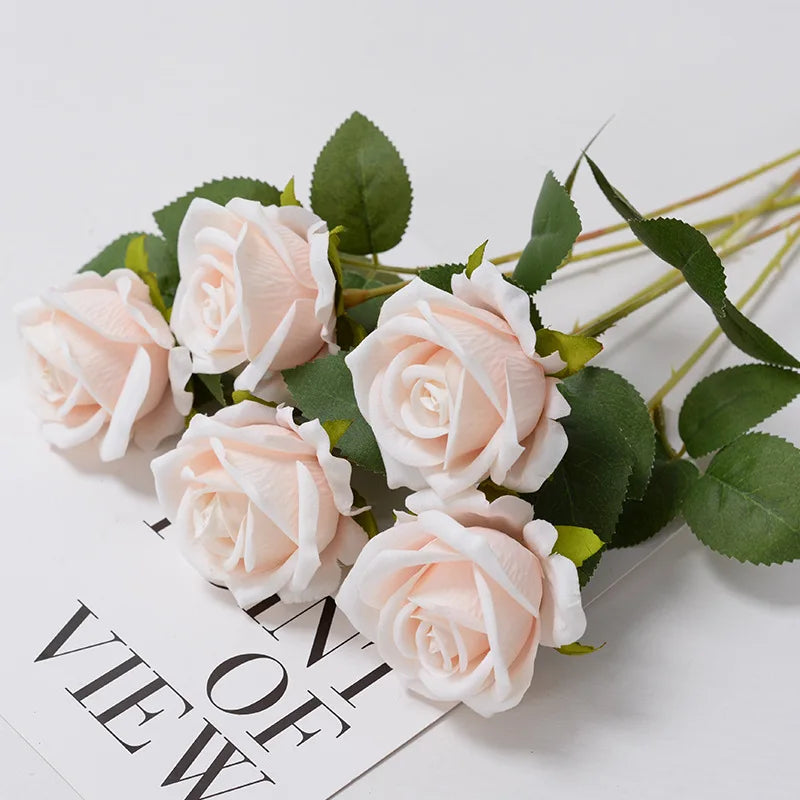 rosas artificales rosa bebe