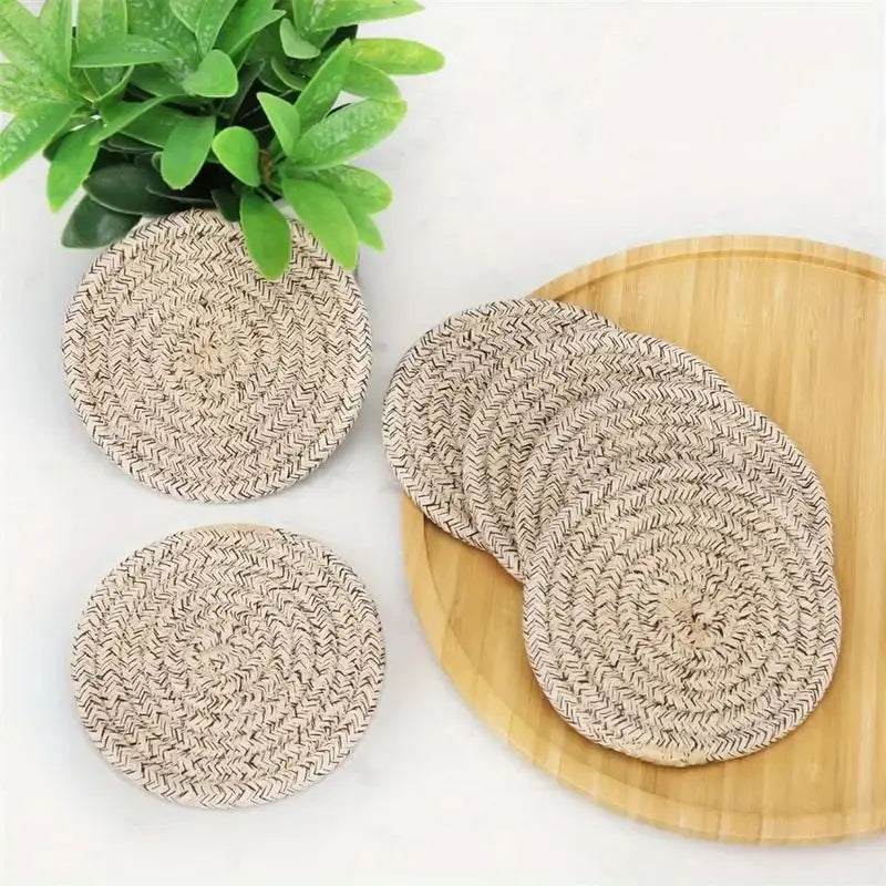 set posavasos hechos a mano blancos con motivo