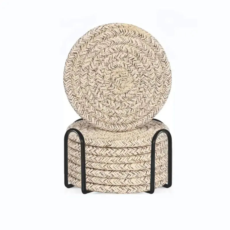 set posavasos hechos a mano blancos con soporte